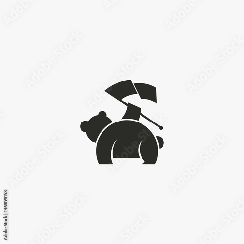 bear and flag logo. vector illustration for business logo or icon