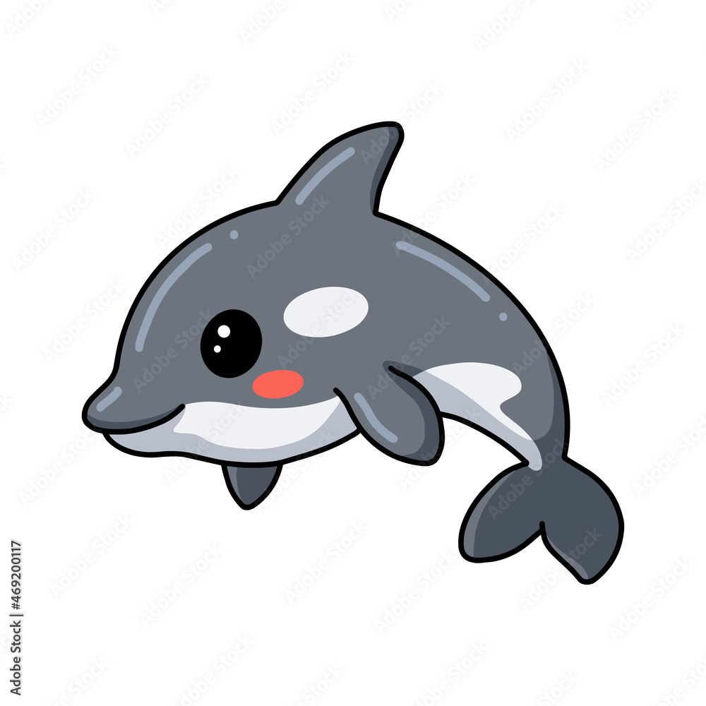Naklejka premium Cute little killer whale cartoon
