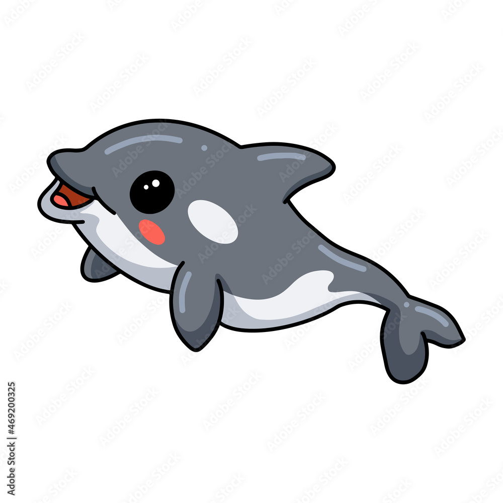Naklejka premium Cute little killer whale cartoon
