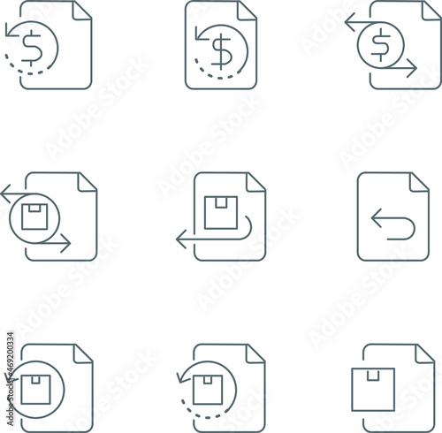 Line icon set for applications, documents icons. Cash, box, payment