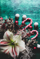 Keuken achterwand Turquoise Sfeervolle kerstdecoratie met warme lichtjes  © nika