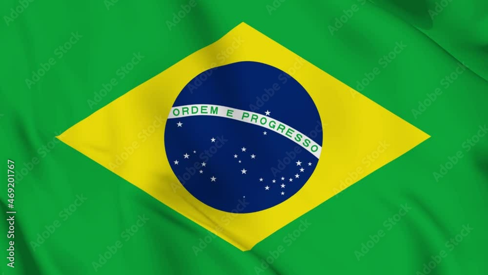 4K Ultra Hd 3840x2160. A beautiful view of Brazil flag video. 3D flag waving seamless loop video animation.