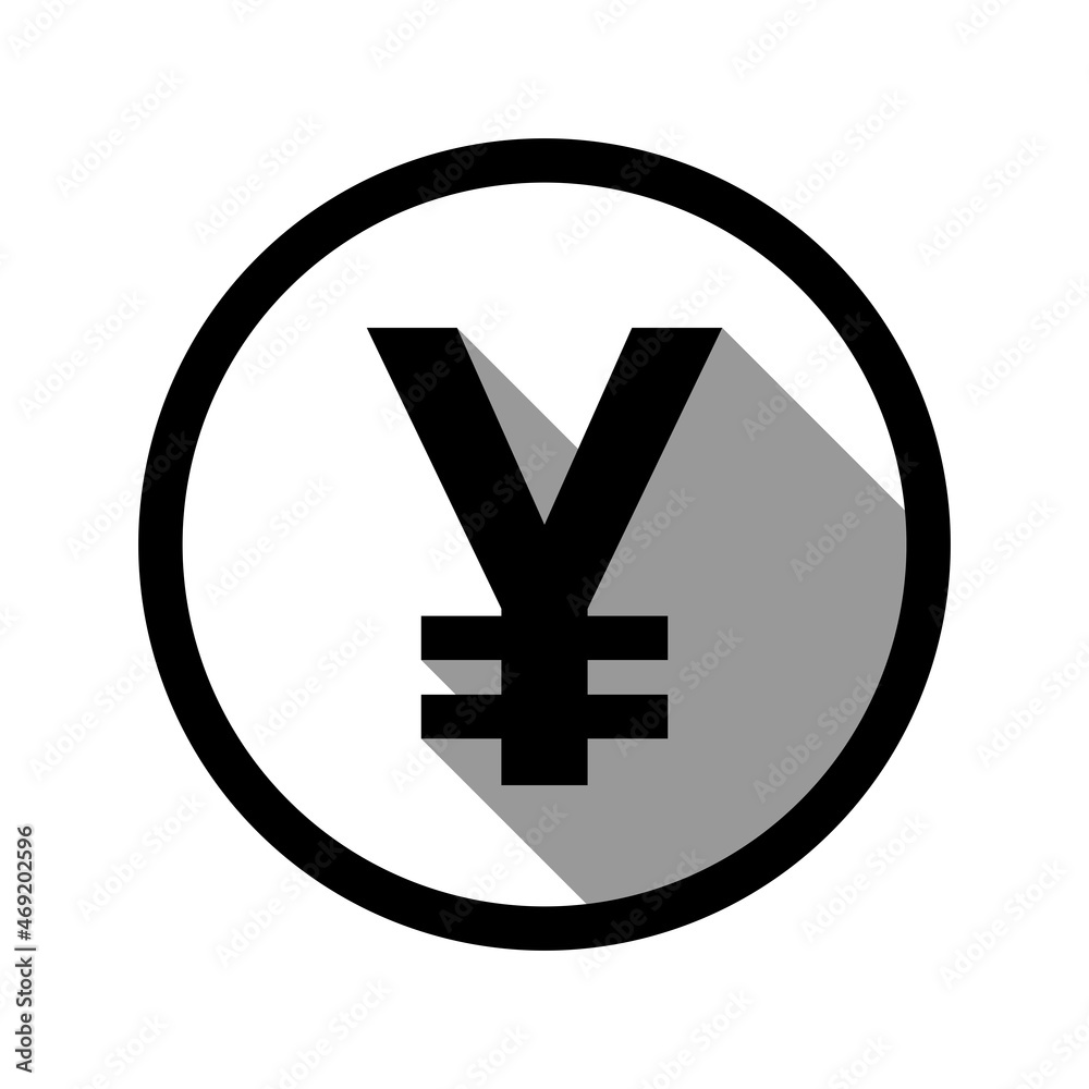 Japanese Yen or Chinese Yuan Currency Money Sign in a Circle Icon with 3D Shadow Effect. Vector Image. Japanese Yen or Chinese Yuan Currency Money Sign in a Circle Icon with 3D Shadow Effect. Vector Image.