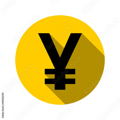 Japanese Yen or Chinese Yuan Currency Money Sign in a Circle Icon with 3D Shadow Effect. Vector Image.