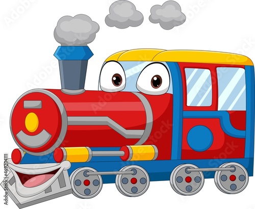Cartoon funny train isolated on white background