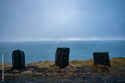 Rocks block a scenic overlook in Iceland as the Atlantic crashed into the shoreline.