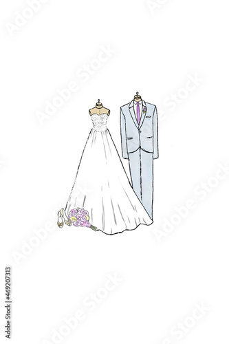 Wedding dress and suit