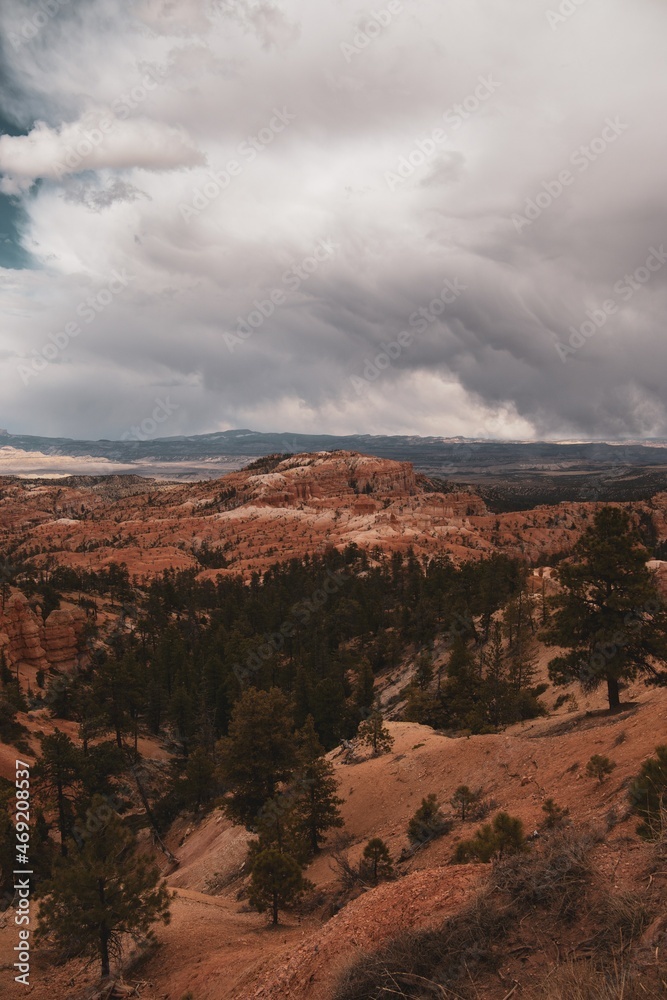 Red rock formations in the Bryce Canyon National Park