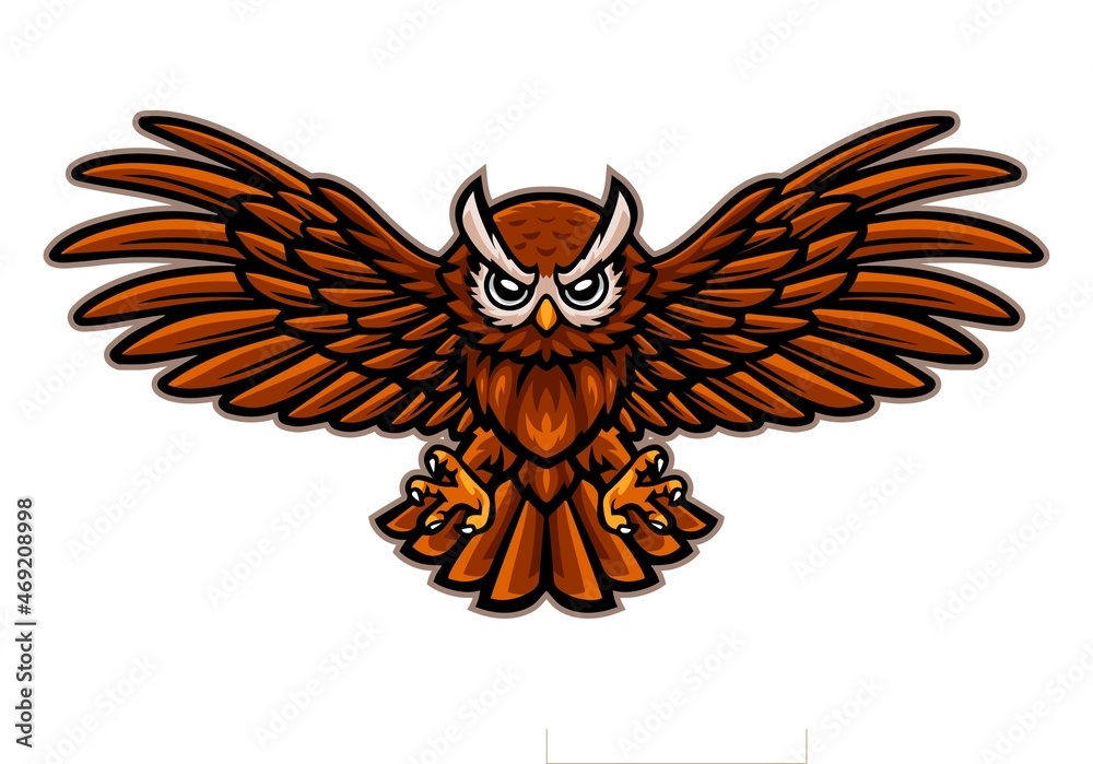 Cartoon angry owl mascot flying Cartoon angry owl mascot flying
