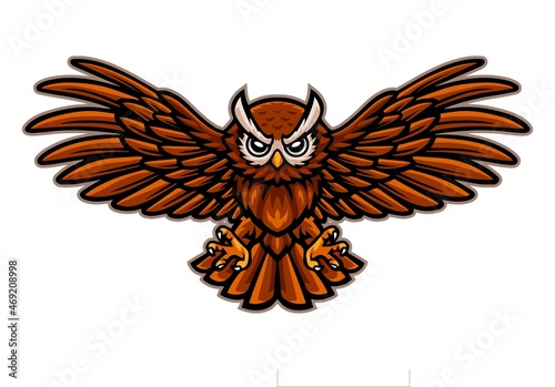 Cartoon angry owl mascot flying #469208998
