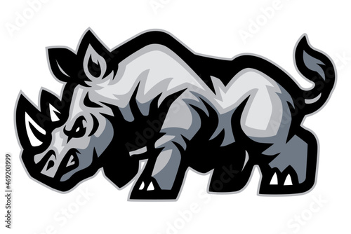 Cartoon angry rhino mascot design