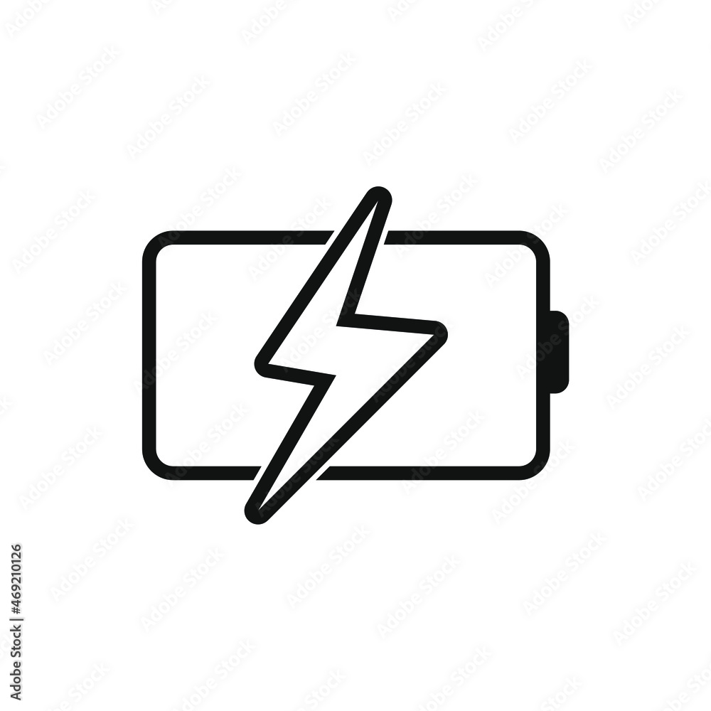 battery icon is charging on white background