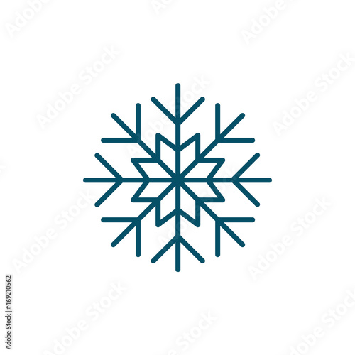 Snowflake winter Christmas line art blue icon. Pixel perfect, editable stroke