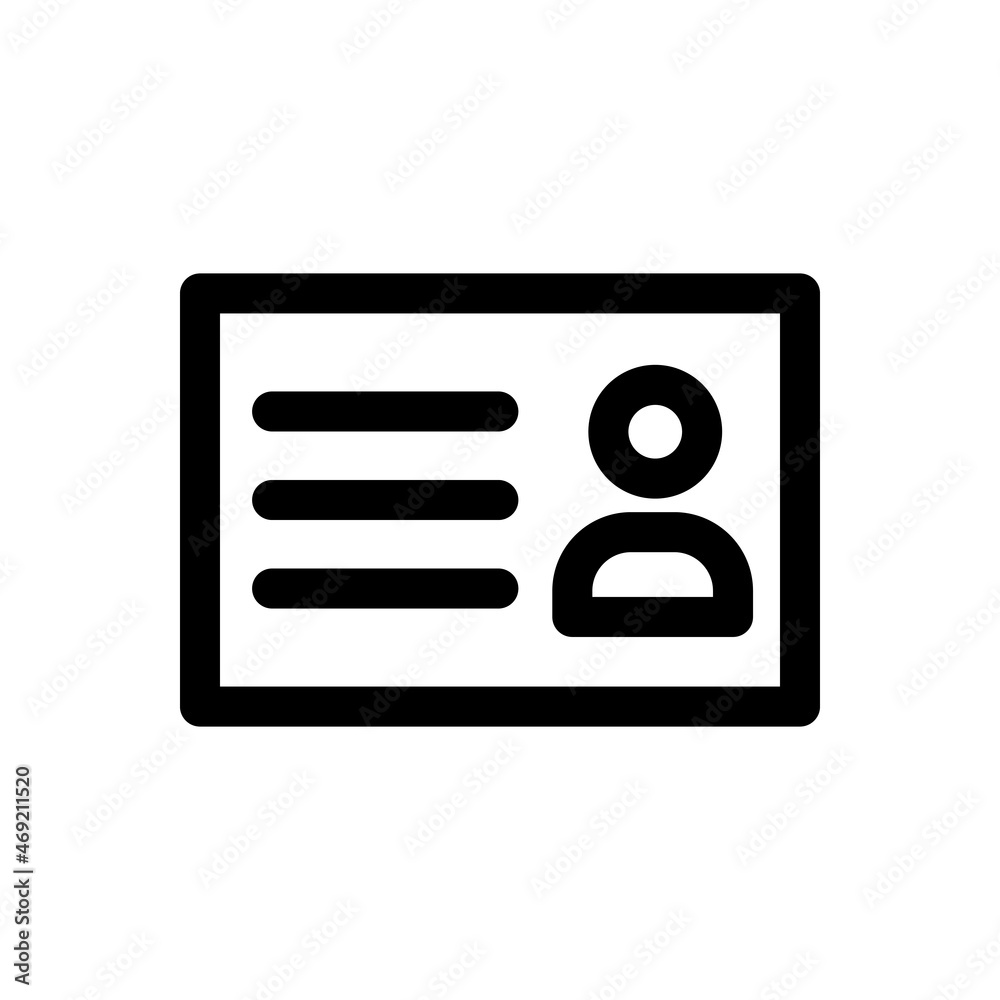 Identity card icon illustration on isolated background Identity card icon illustration on isolated background