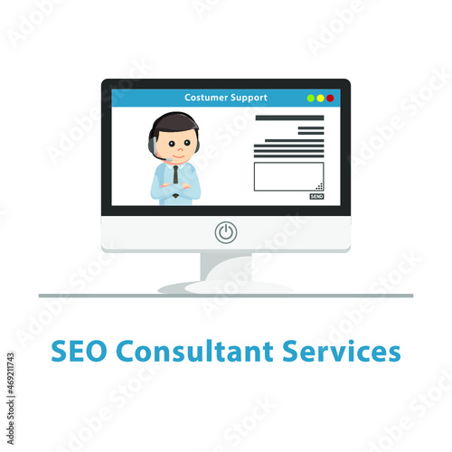 seo consultant services in pc monitor design on white background