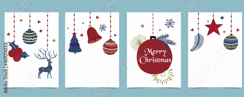 Collection of chritsmas background set with deer,firework,ribbon