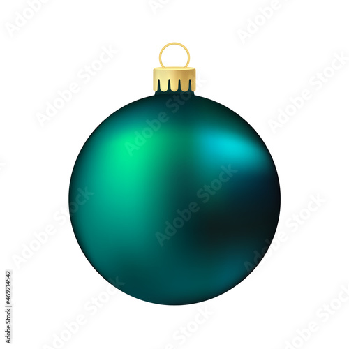 Dark green Christmas tree toy or ball Volumetric and realistic color illustration