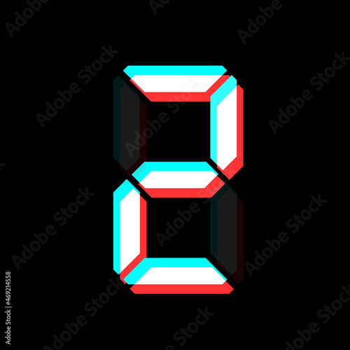 Digital number with 3d effect Electronic figure of number two