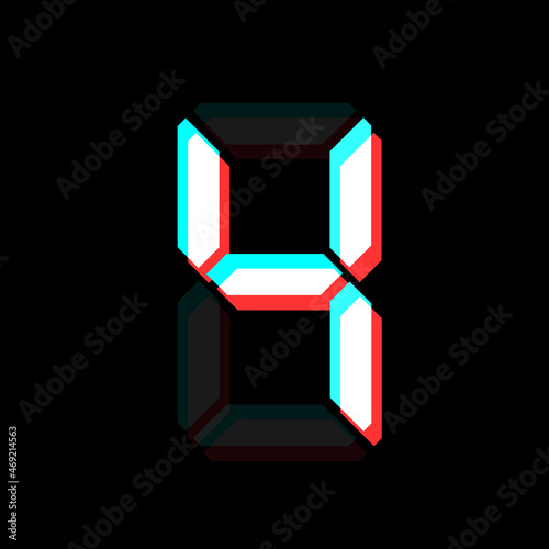Digital number with 3d effect Electronic figure of number four