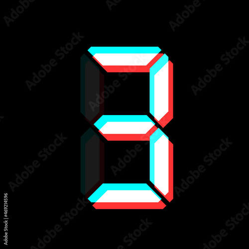 Digital number with 3d effect Electronic figure of number three