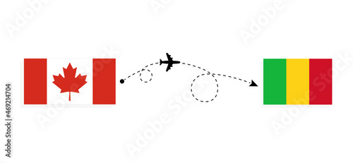 Flight and travel from Canada to Mali by passenger airplane Travel concept