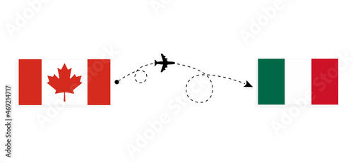 Flight and travel from Canada to Mexico by passenger airplane Travel concept