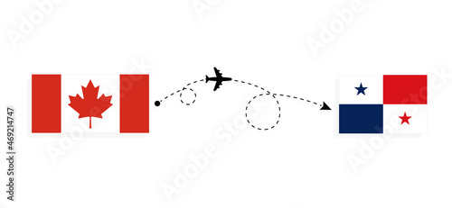 Flight and travel from Canada to Panama by passenger airplane Travel concept