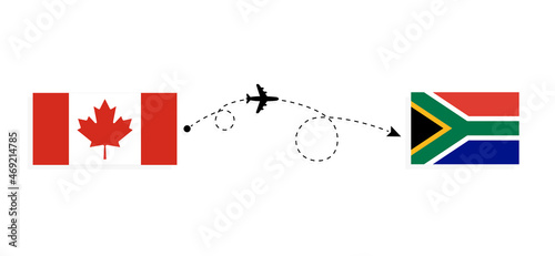 Flight and travel from Canada to South Africa by passenger airplane Travel concept
