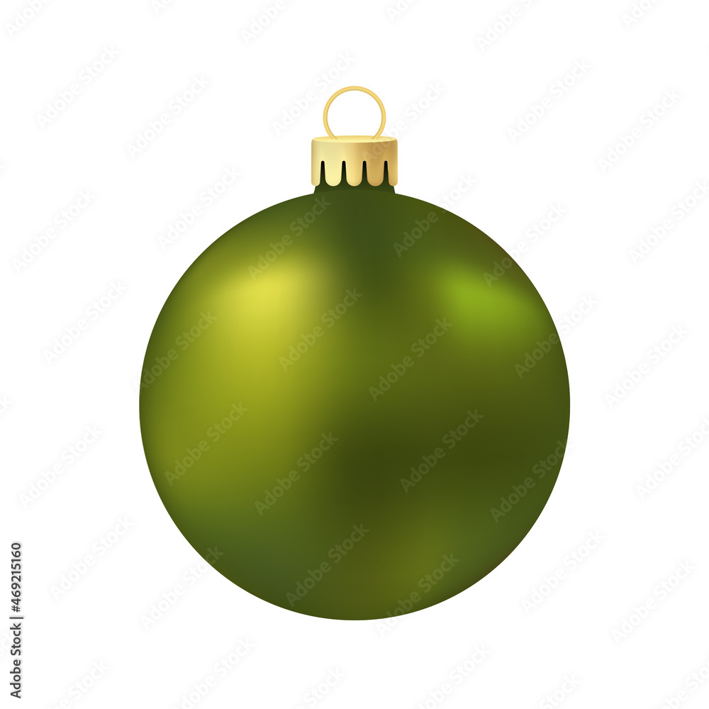 Green Christmas tree toy or ball Volumetric and realistic color illustration Green Christmas tree toy or ball Volumetric and realistic color illustration