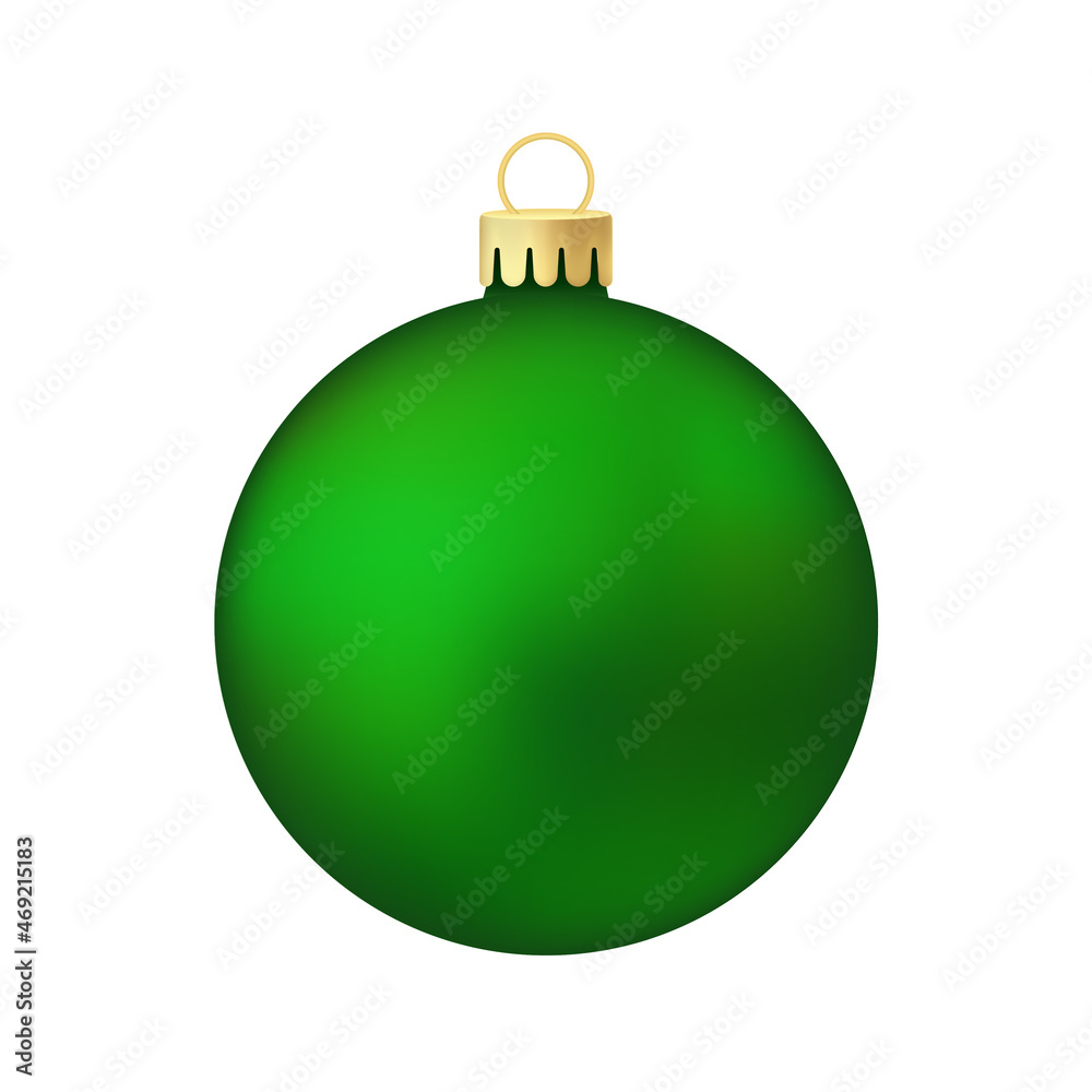 Green Christmas tree toy or ball Volumetric and realistic color illustration Green Christmas tree toy or ball Volumetric and realistic color illustration