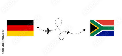 Flight and travel from Germany to South Africa by passenger airplane Travel concept