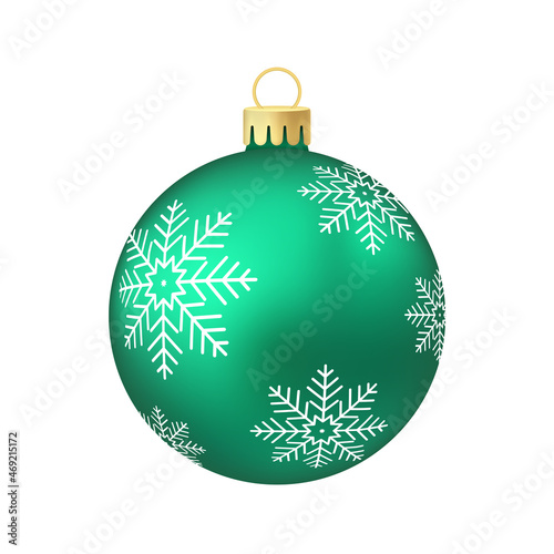 Green menthol Christmas tree toy or ball Volumetric and realistic color illustration