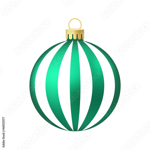 Green menthol Christmas tree toy or ball Volumetric and realistic color illustration