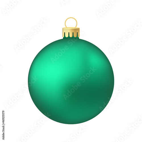 Green menthol Christmas tree toy or ball Volumetric and realistic color illustration