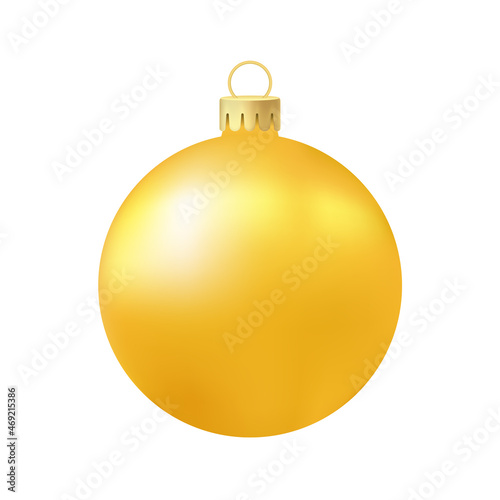 Yellow Christmas tree toy or ball Volumetric and realistic color illustration