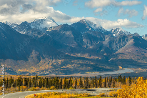 Epic mountain scenes in north America during fall  autumn with amazing landscape views and sparse   snow capped mountains wilderness. 