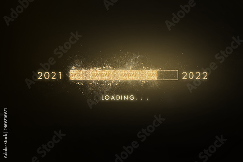 2021 Loading to 2022 with gold progress bar. photo