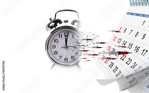 appointment for vaccination against covid-19 clock time calendar day - 3d rendering