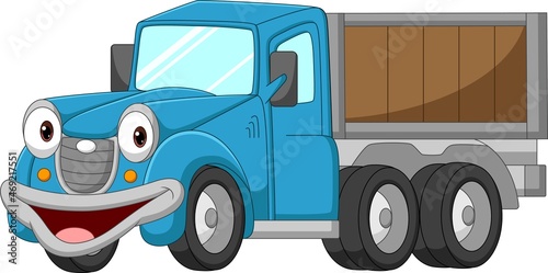 Cartoon funny blue truck character