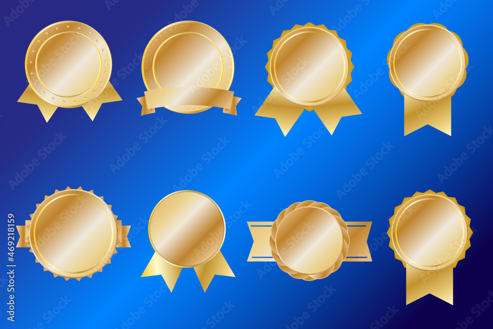 Gold metallic seal set for certificates and awards. Vector Gold metallic seal set for certificates and awards. Vector