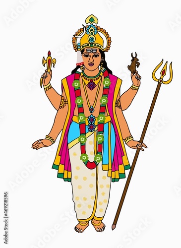 A beautiful illustrations of indian gods and goddesses photo