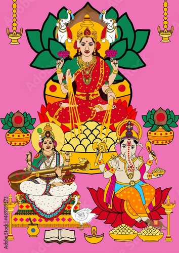  A beautiful illustrations of indian gods and goddeses photo