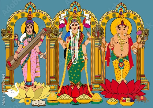 A beautiful illustrations of indian gods and goddeses photo