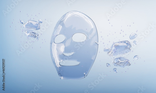 The face of the water is surrounded by underwater bubbles.Water mask for background cosmetics.-3d rendering.
