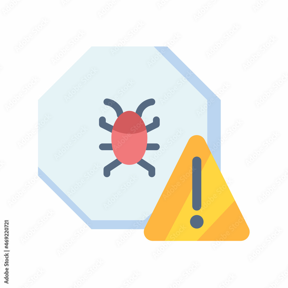 warning sign bug alert danger single isolated icon with flat style