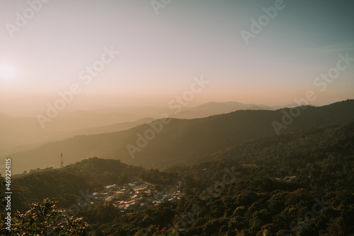 Landscape of mountains from viewpoint in north of Thailand