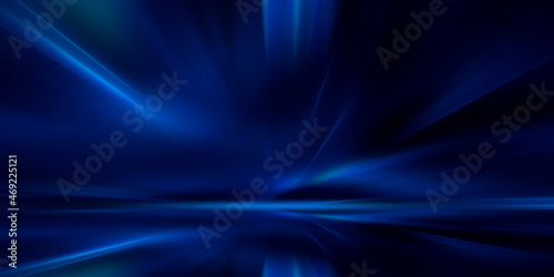 Abstract blue on black background texture. Dynamic curves and blurs pattern. Detailed fractal graphics. Science and technology concept