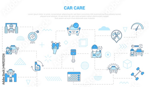 car care concept with icon set template banner with modern blue color style