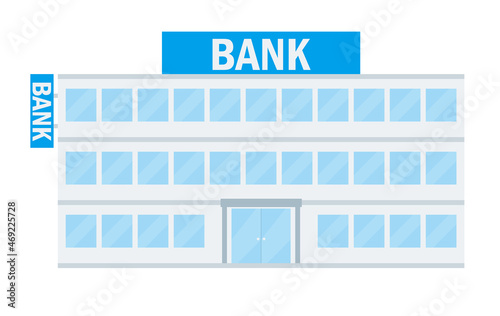 シンプルなお店のイラスト　規模の大きな銀行BANKの建物のイラスト