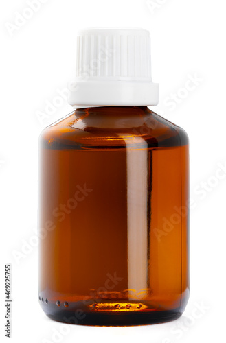 Brown plastic, glass bottle for cosmetics isolated on white